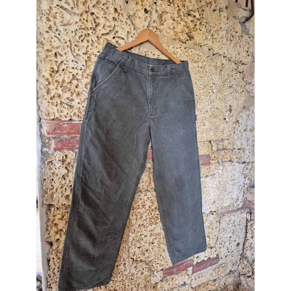 Carhartt B11-MOS Washed Duck Work Pants 34x30 Moss Green Faded Distressed